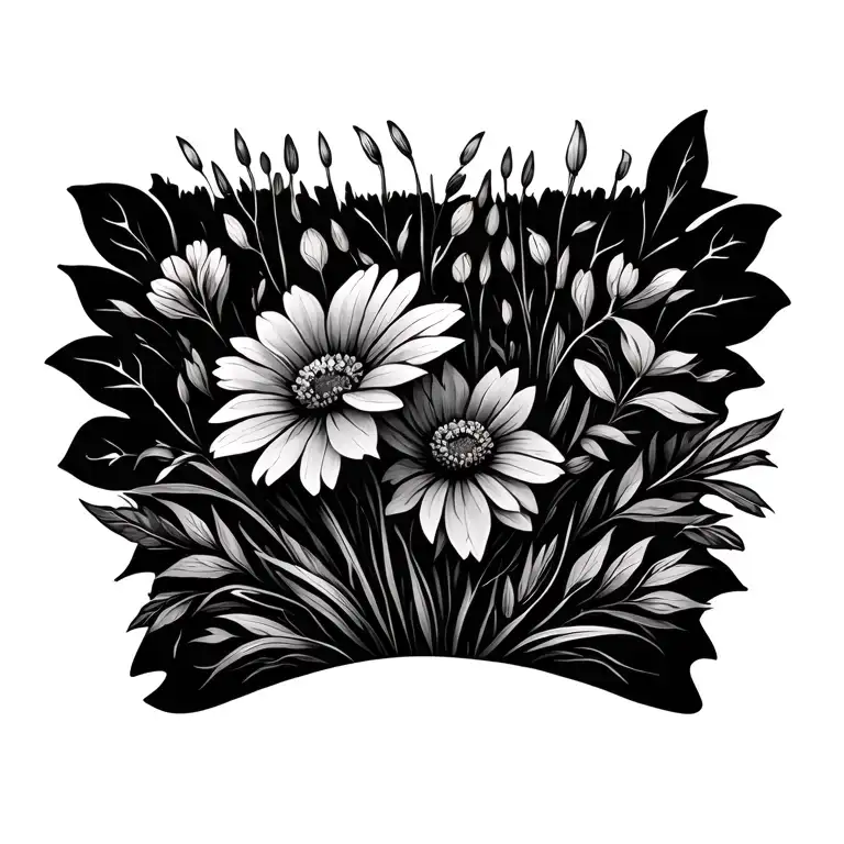 Meadow Flowers And Plants Intertwined