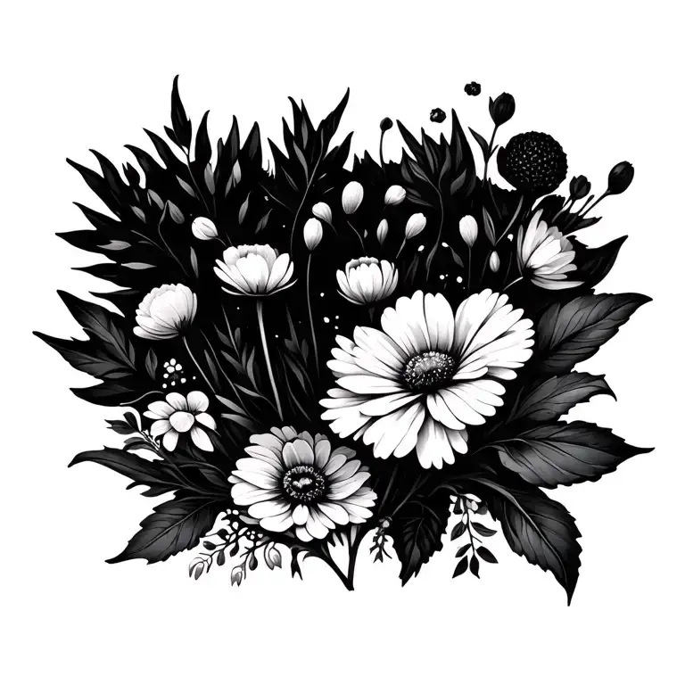 Meadow Flowers And Plants Intertwined