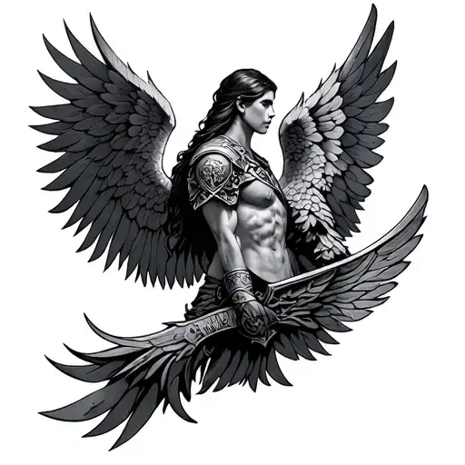 Warrior Angels Shoulder Tattoo Design