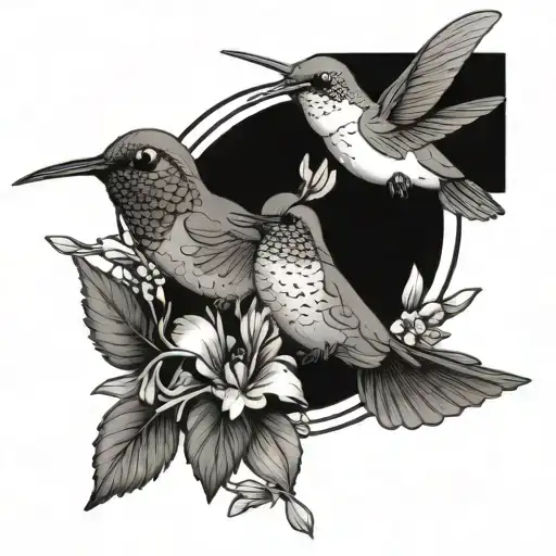 Bunch Of Lavender With A Hummingbird Hovering