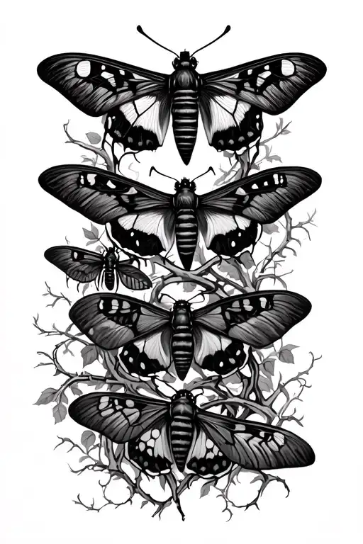 Moths And Other Insects Crawling With Vines Entangled