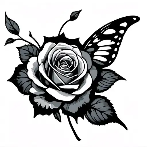 Butterfly Wings With Rose