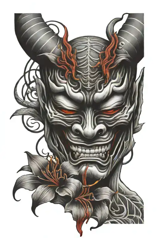 Hannya Mask With Red Spider Lillies Sleeve