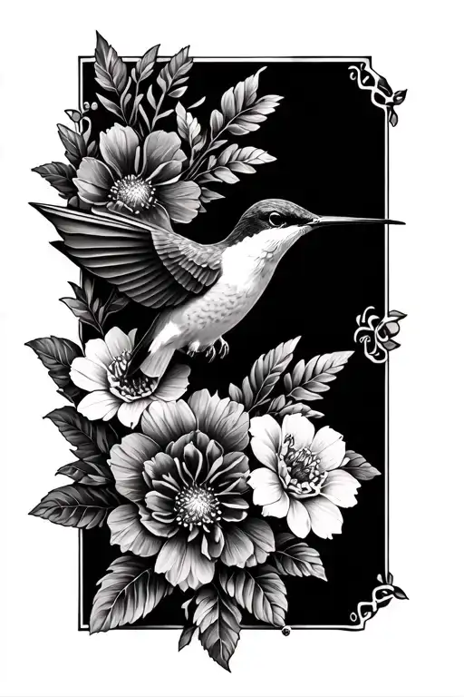 Hummingbird Surrounded By Flowers