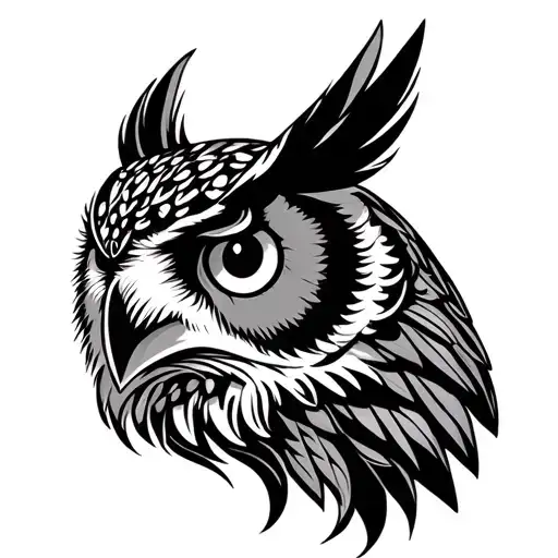 Hawaiian Tribal Owl Head And Beak