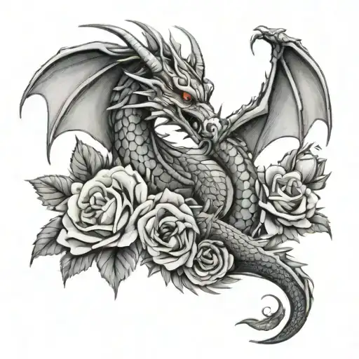 Dragon With Roses
