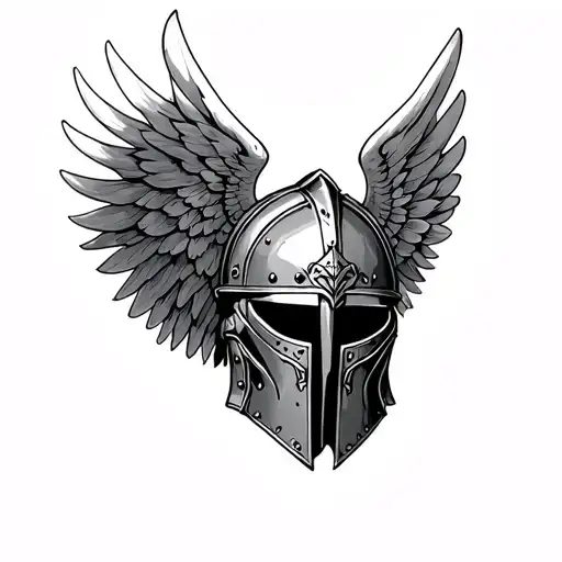 Wings Wrapped Around Gladiator Helmet