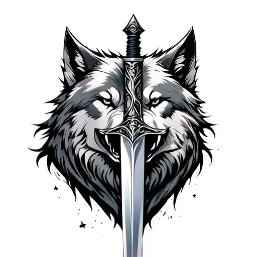 Sword And Wolf Surrounded