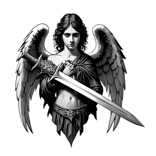 Angel Holding Sword For Neck