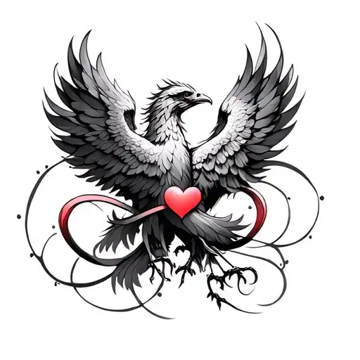 Phoenix And Hearts Infinity Symbol