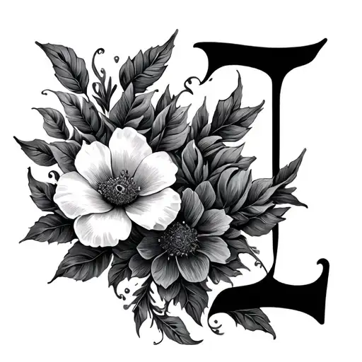 Letter L With Floral Design