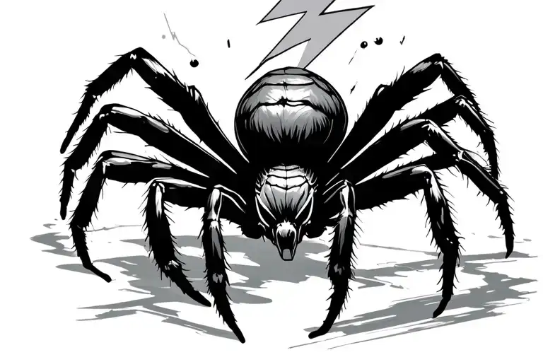 Lightning Bolt With A Spider Crawling