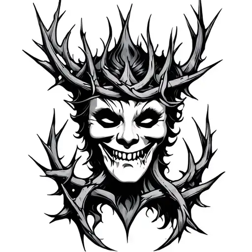 Laugh Now Cry Later Mask With Thorn Crown