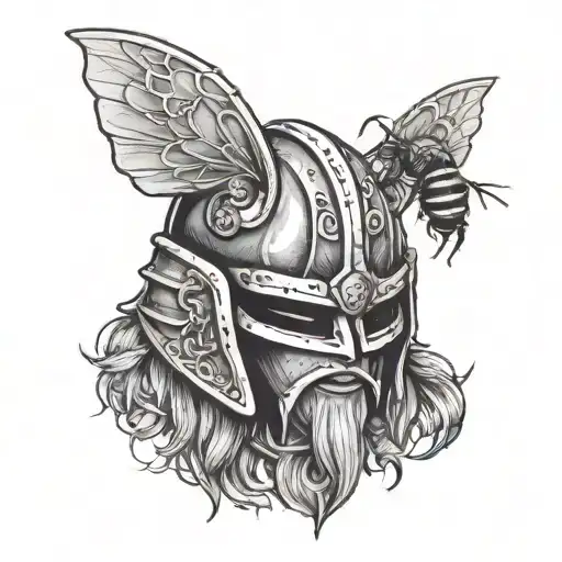Bee Wearing A Viking Helmet