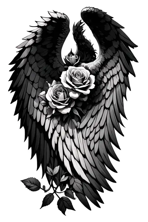 Angel Wing Snd Rose Cluster