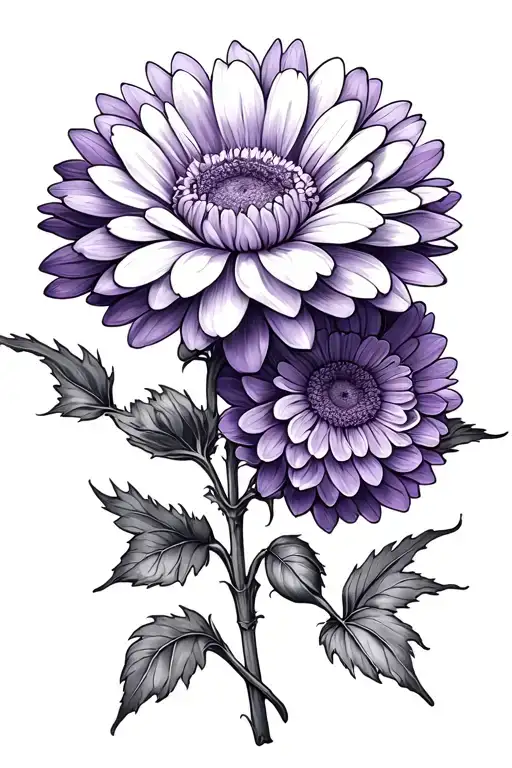 Violet And Chrysanthemum