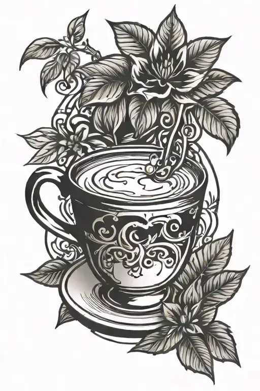 Line Art Coffe Cup And Cocktail Glass