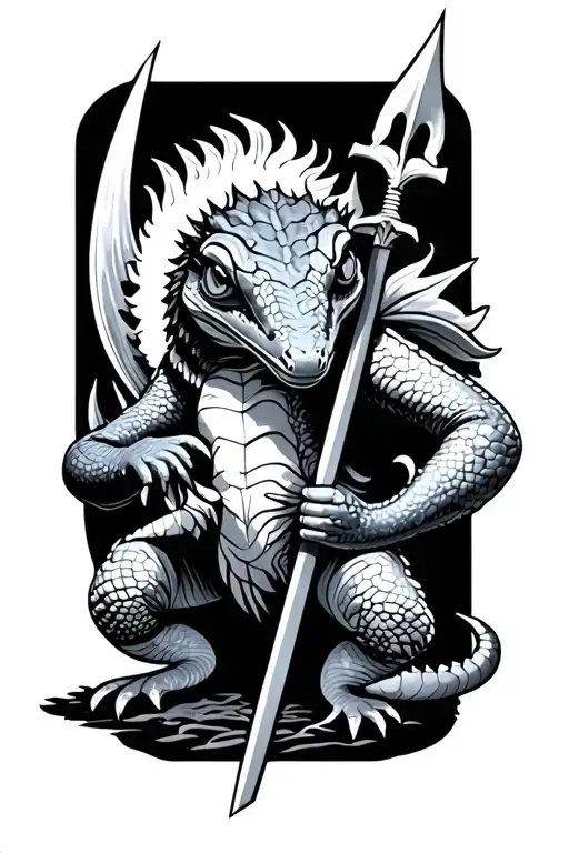 Salamander Wielding A Spear