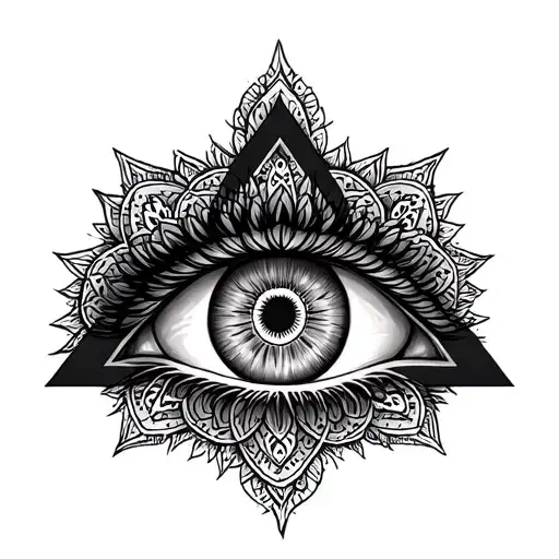 Eye In Triangle With Mandala Design Incorporating