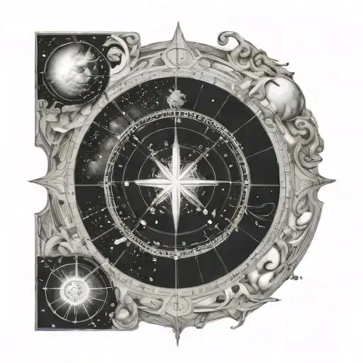 Natal Chart With Celestial Scene With Planets