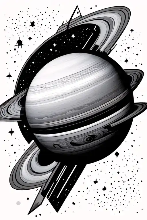 Fine Line Traiangle Astornout On The Planet Saturn