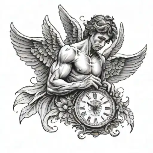 Male Angel Holds Time In His Hand
