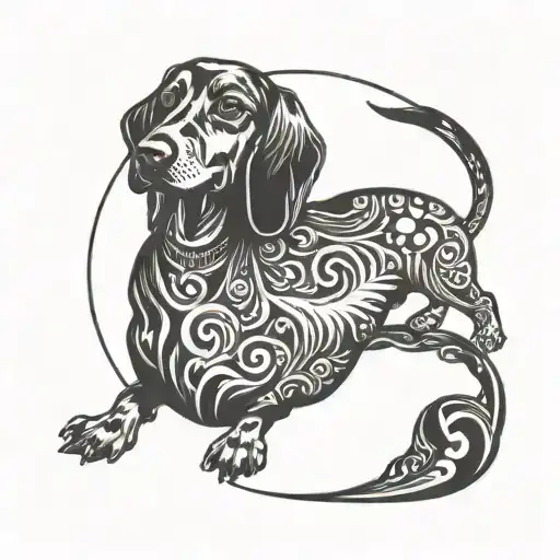 Yin Yang Dachshund Silhouette