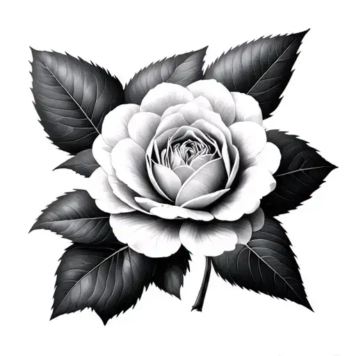 I Would Like A Camellia That Is Exposed On A Sheet With Geometric Shapes Such As Double Square