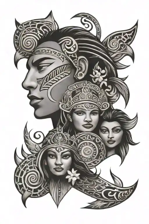 Polynesian Family Sea Sun