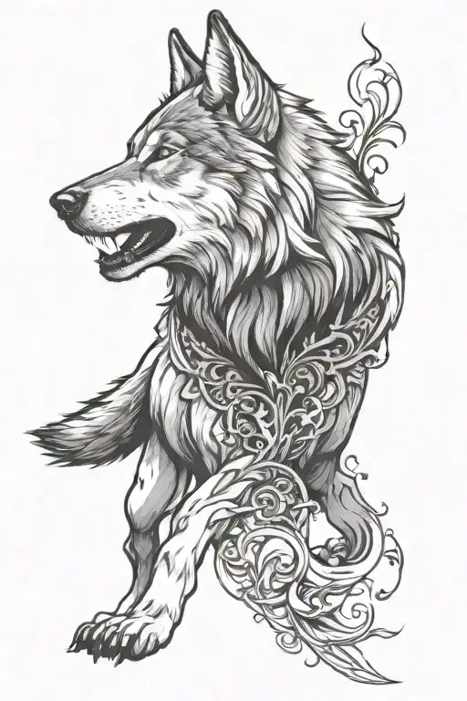 Wolf Spirit Arching Around Forearm