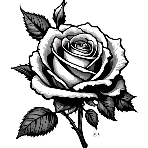 Single Stem Rose With 2008 Written In The Vine Wrapping