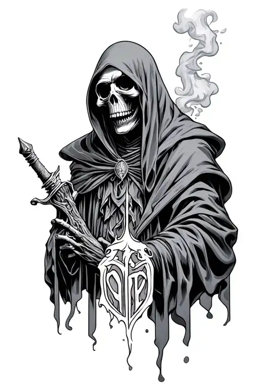 Grim Reaper With Smoke And 1Of1 Underneath It
