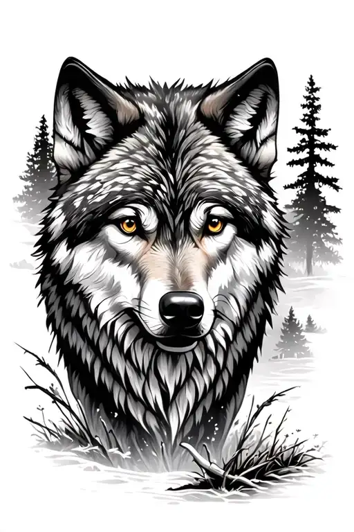 Lone Wolf In Wilderness Scene