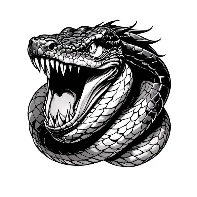 Viper Snake With Mouth Open Slightly