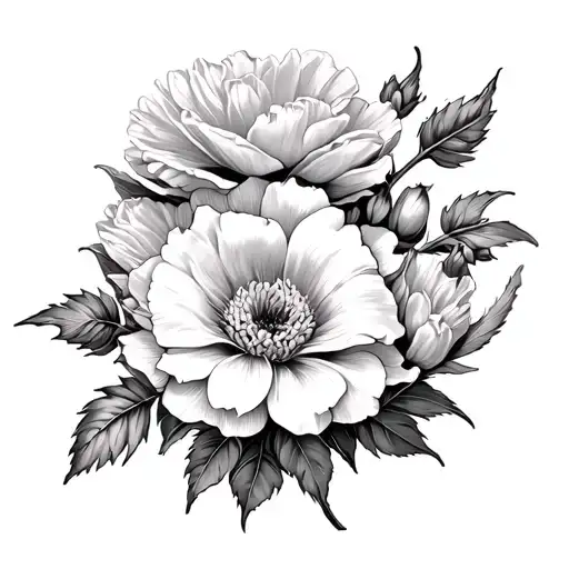 Rose Tulip And Aster Flowers