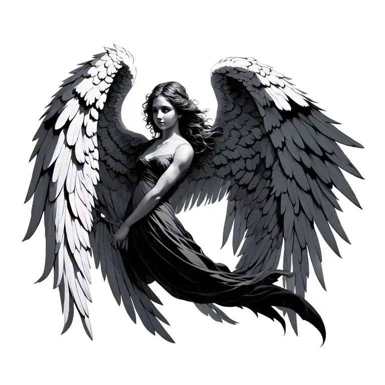 A Angel With Beautiful Wings Spread Wide