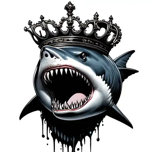 Shark Turning With Crown Hovering Over Head