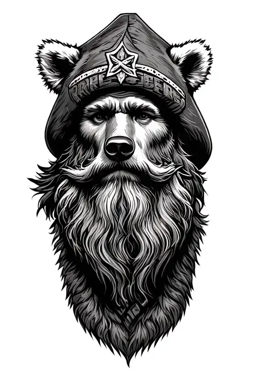 Old Mountain Man With Bear Head Hat Adorned