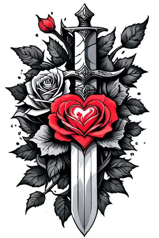 Viking Sword With Hearth And Rose