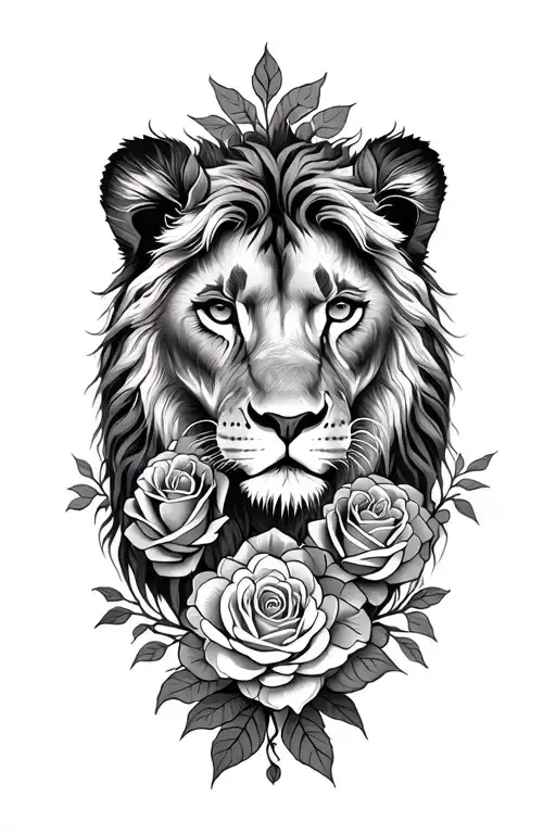 Lioness Mandala With Roses