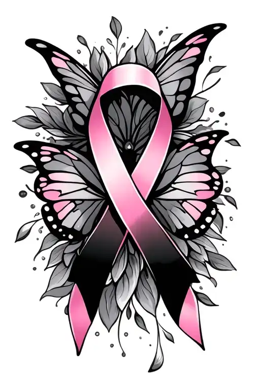 Breast Cancer Ribbon With Butterfly