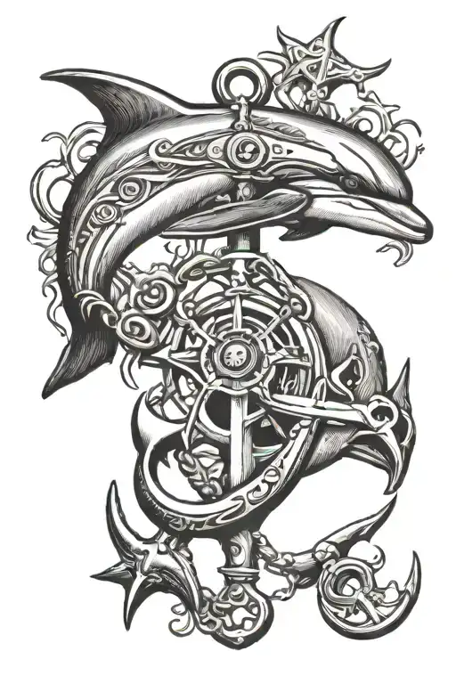 Dolphin And Anchor Engraving