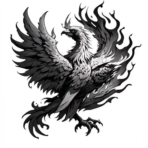 Phoenix Rising From Flames