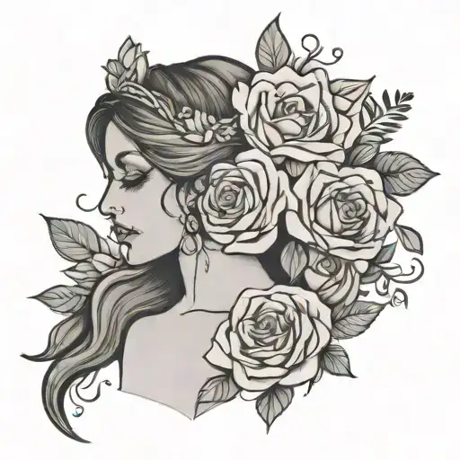 Single Line Tattoo Wedding Bride &