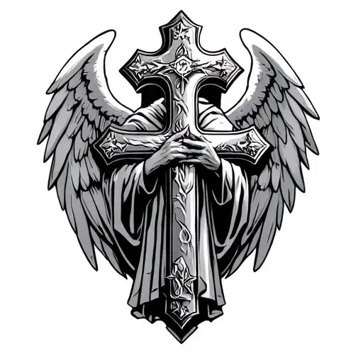 Crusader With Wings Holding Cross