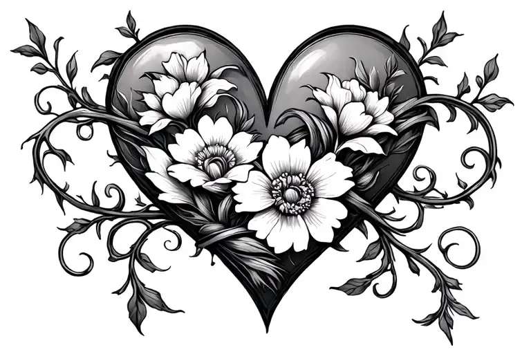 Womb Tattoo Floral Heart Intertwined With Vines Wrapping