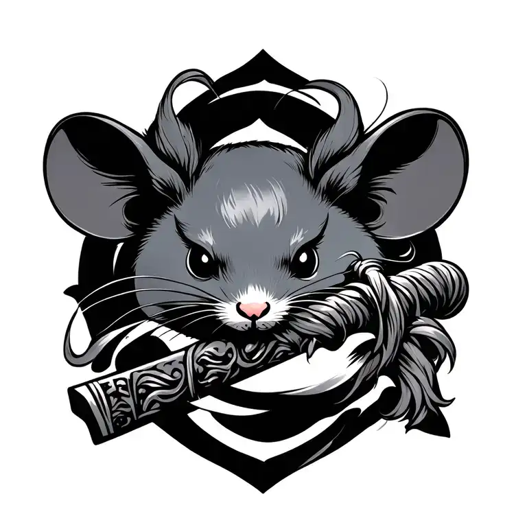 Mouse And Katana Blade Wrapped
