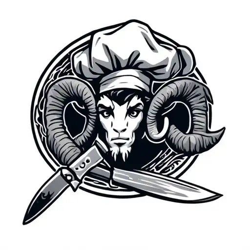 Zodiac Sign Aries With Chef Hut And Knife