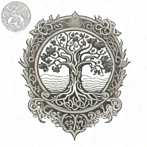 Nordic Tree Of Life With Gerhard In Norse On Bottom