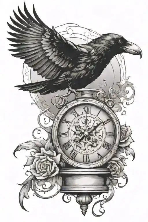 Desing A Crow And A Sand Clock